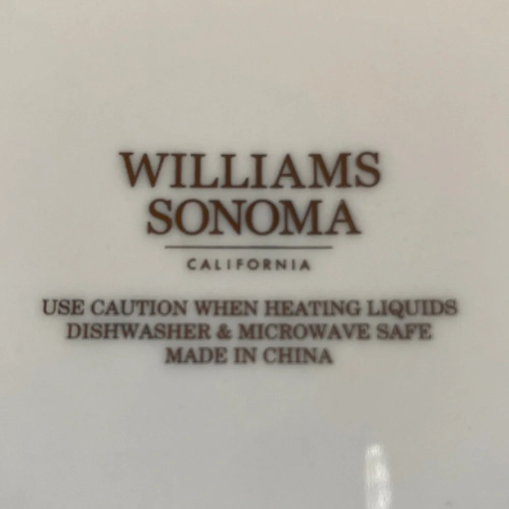 Williams Sonoma Gold Rimmed and Trim Monogramed “N” Coffee/Tea Mug -Holds 16oz
